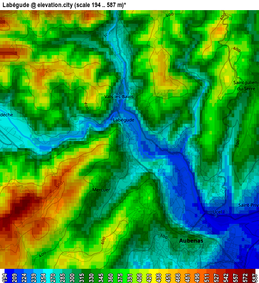 Labégude elevation map