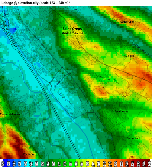 Labège elevation map