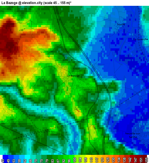 La Bazoge elevation map