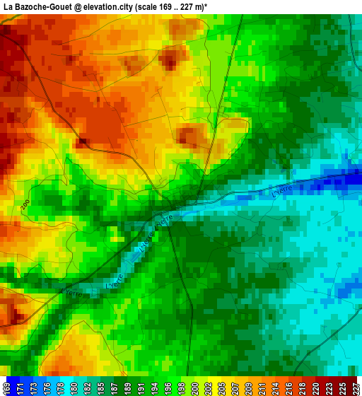 La Bazoche-Gouet elevation map