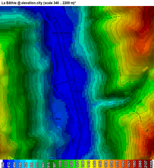 La Bâthie elevation map