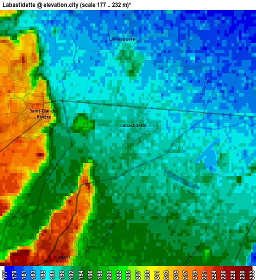 Labastidette elevation map