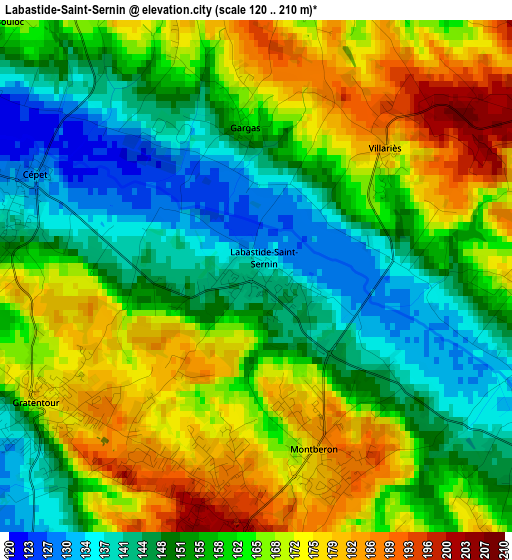 Labastide-Saint-Sernin elevation map