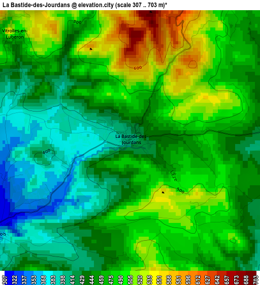 La Bastide-des-Jourdans elevation map