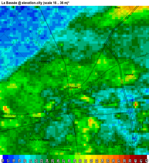 La Bassée elevation map