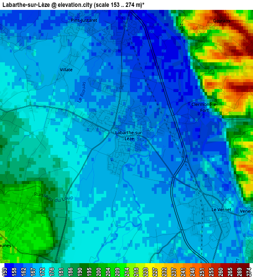 Labarthe-sur-Lèze elevation map