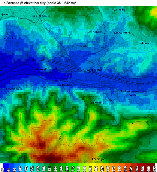 La Barasse elevation map