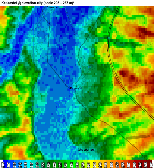 Keskastel elevation map