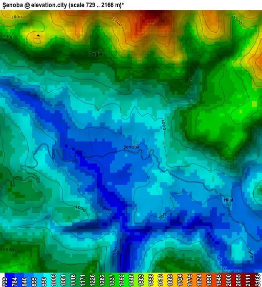 Şenoba elevation map