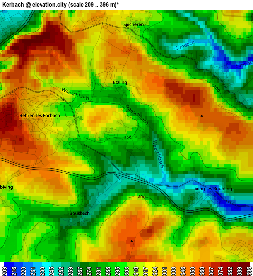 Kerbach elevation map