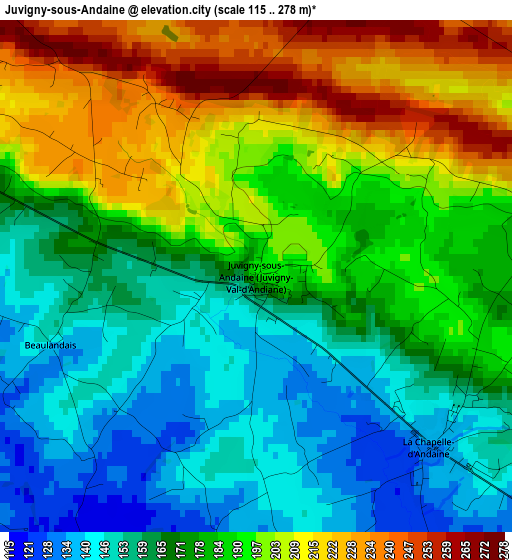 Juvigny-sous-Andaine elevation map