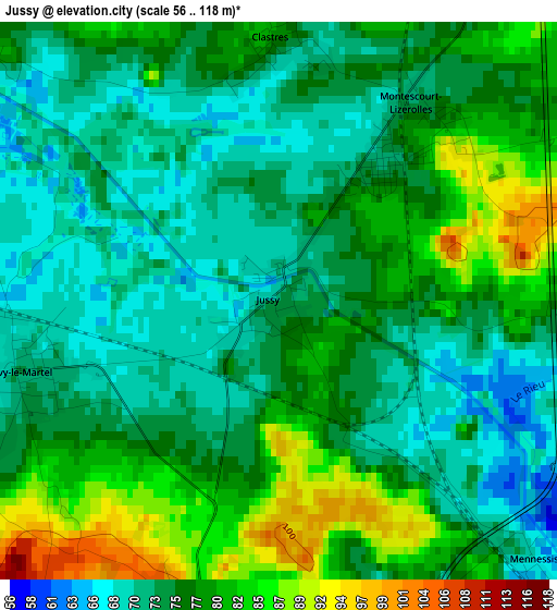 Jussy elevation map