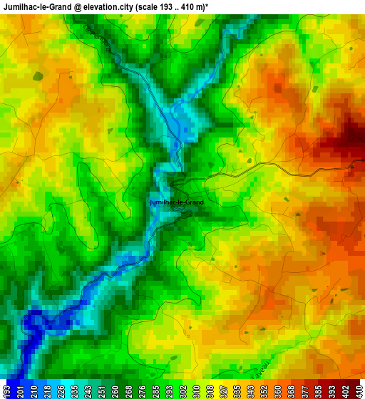 Jumilhac-le-Grand elevation map