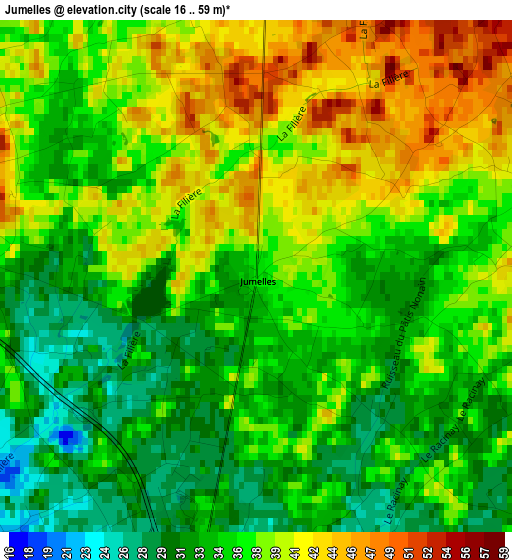 Jumelles elevation map