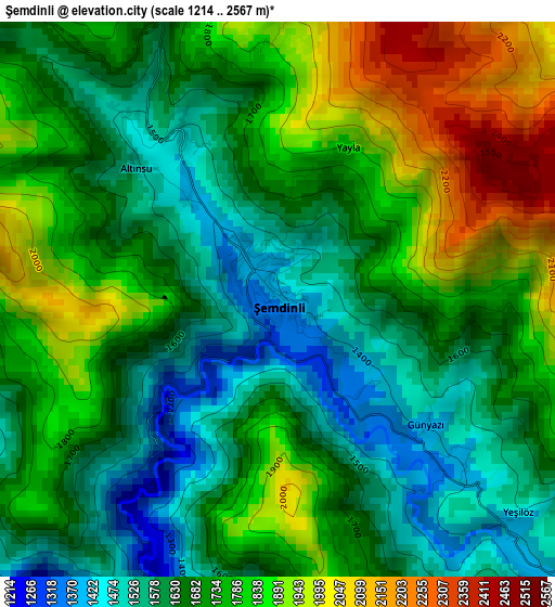 Şemdinli elevation map