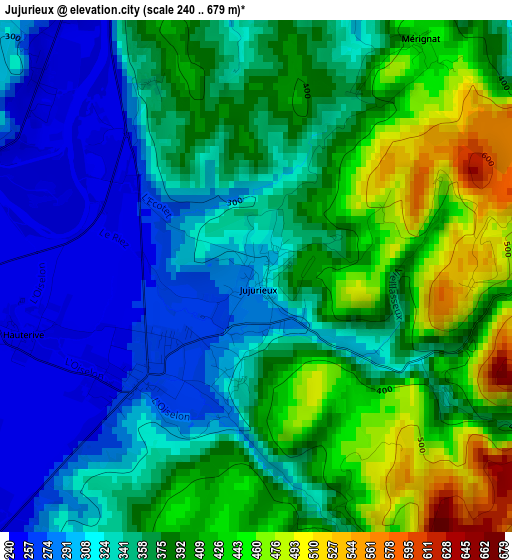 Jujurieux elevation map