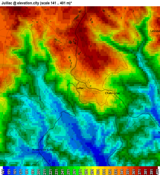 Juillac elevation map