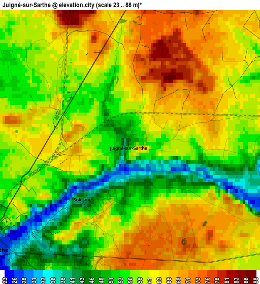 Juigné-sur-Sarthe elevation map