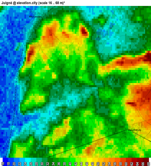 Juigné elevation map