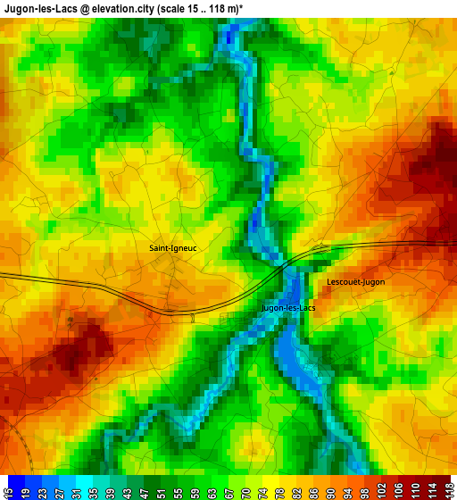 Jugon-les-Lacs elevation map