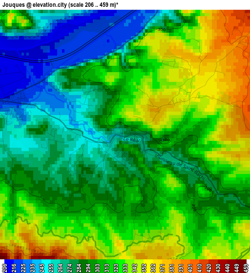 Jouques elevation map