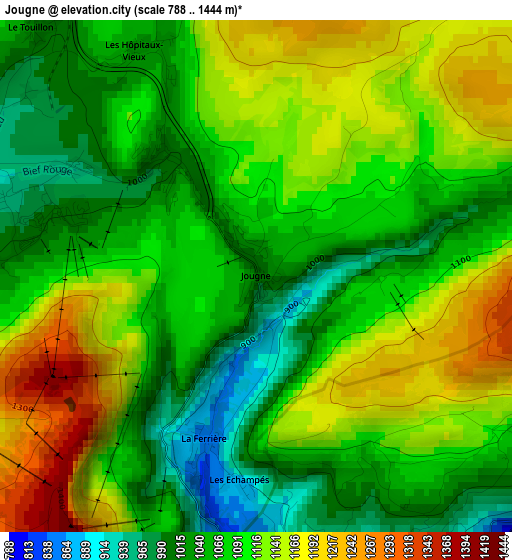 Jougne elevation map