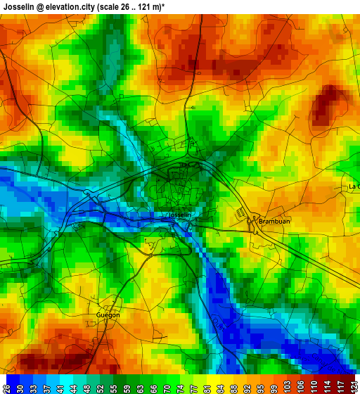 Josselin elevation map