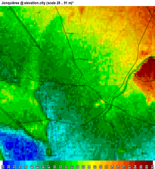 Jonquières elevation map