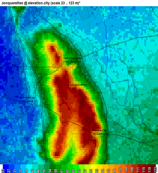 Jonquerettes elevation map