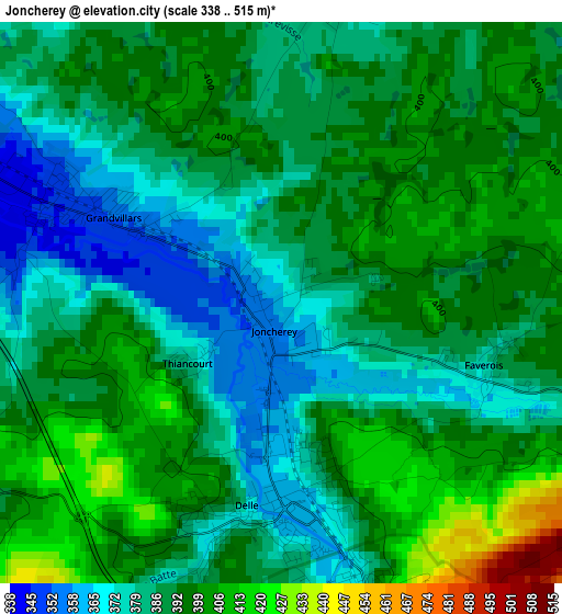 Joncherey elevation map