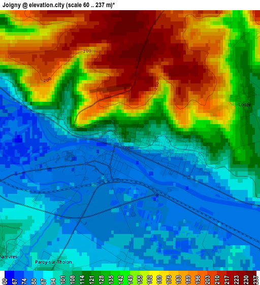 Joigny elevation map