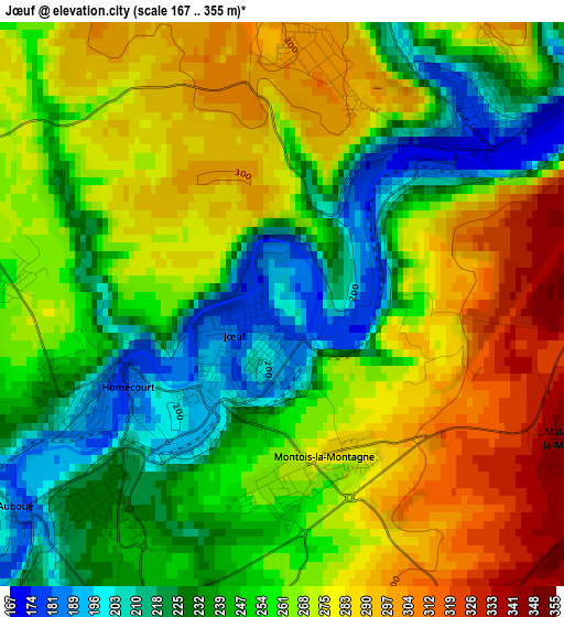 Jœuf elevation map