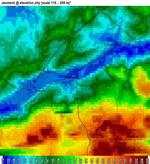 Jeumont elevation map