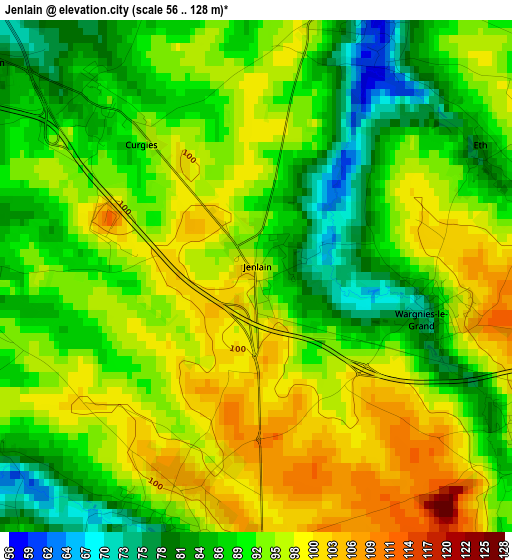 Jenlain elevation map