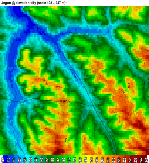 Jegun elevation map