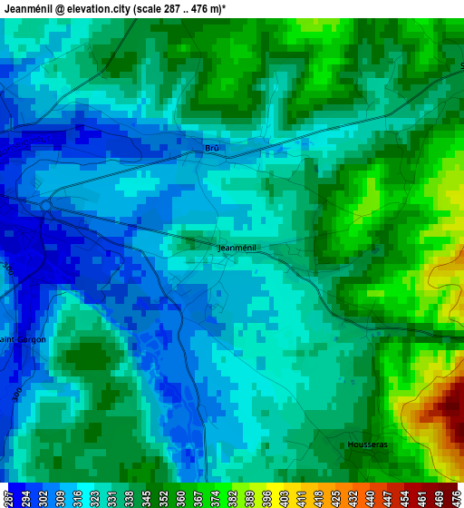 Jeanménil elevation map