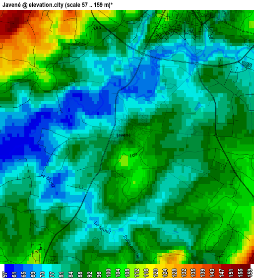 Javené elevation map