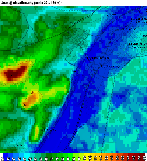 Jaux elevation map