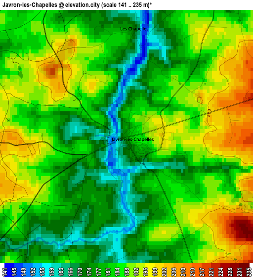 Javron-les-Chapelles elevation map