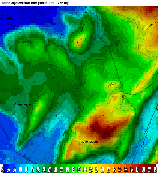 Jarrie elevation map