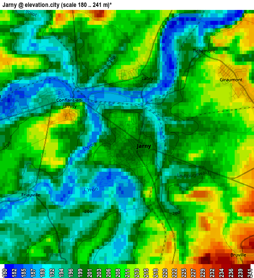 Jarny elevation map