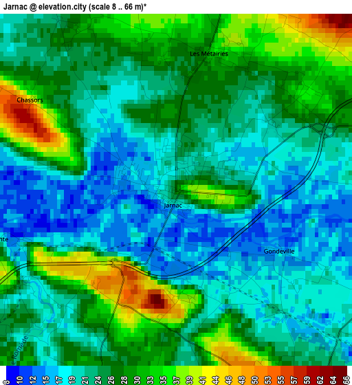 Jarnac elevation map