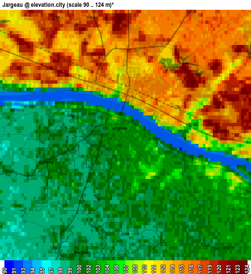 Jargeau elevation map