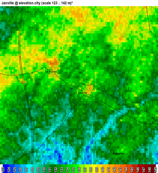 Janville elevation map