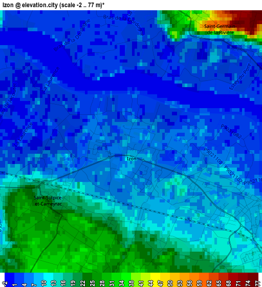 Izon elevation map