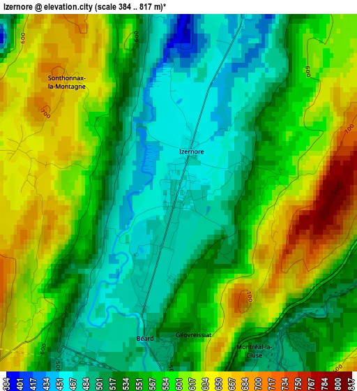 Izernore elevation map