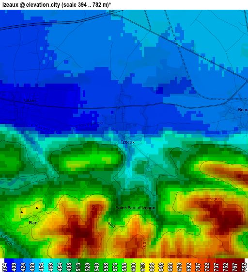 Izeaux elevation map