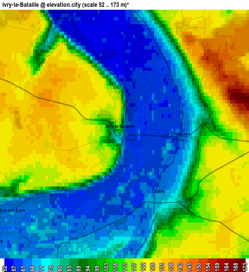 Ivry-la-Bataille elevation map