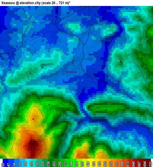 Itxassou elevation map