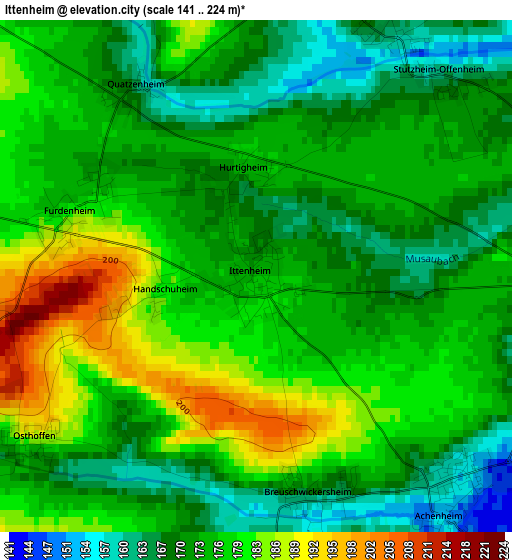 Ittenheim elevation map